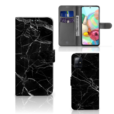 Samsung Galaxy A71 | Bookcase | Marmer Zwart - Origineel Cadeau Vader