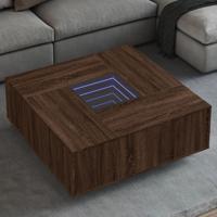 Salontafel met Infinity LED 100x100x40 cm bruin eikenkleurig - thumbnail