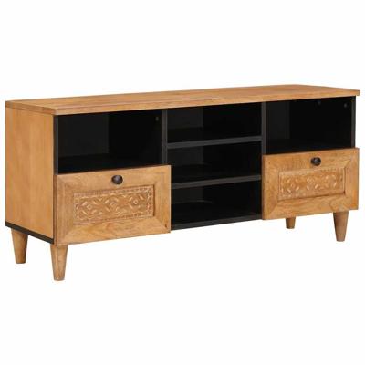 TV-kast met lade Lichtbruin 100 x 33 x 46 cm massief mangohout