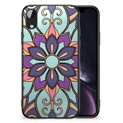 Apple iPhone XR Bloemen Hoesje Purple Flower