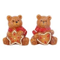 Beer kerst zittend bruin 7x6x7,5cm - thumbnail