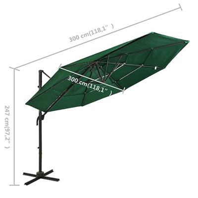 VidaXL Parasol 4-laags met aluminium paal 3x3 m groen
