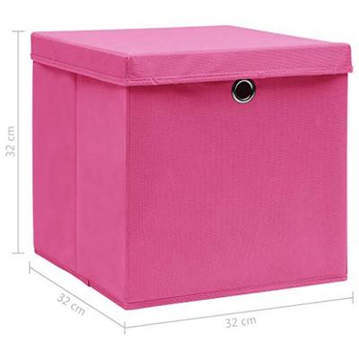 VidaXL Opbergboxen met deksel 4 st 32x32x32 cm stof roze - thumbnail