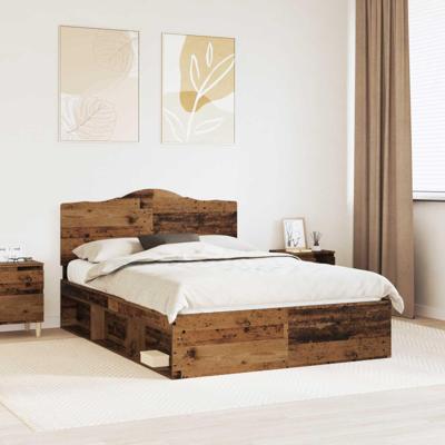 Bedframe met hoofdeinde Oudhout 140 x 190 cm Massief grenenhout