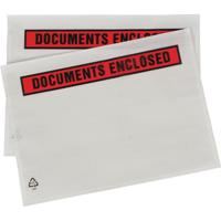 Paklijstenvelop Dokulops A5, ft 225 x 160 mm, doos van 1000 stuks, tekst: documents enclosed - thumbnail