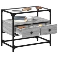 Tv-meubel met glazen blad 98x35x51 cm bewerkt hout grijs sonoma - thumbnail