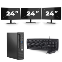 HP EliteDesk 800 G1 USFF - Intel Core i5-4e Generatie - 8GB RAM - 256GB SSD - Windows 10 + 3x 24 inch Monitor - thumbnail