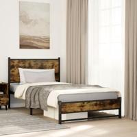 Bedframe zonder matras metaal gerookt eikenkleurig 107x203 cm - thumbnail