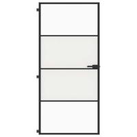 VidaXL Binnendeur smal 93x201,5 cm gehard glas en aluminium zwart - thumbnail