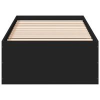 Bedframe bewerkt hout zwart 75x190 cm - thumbnail