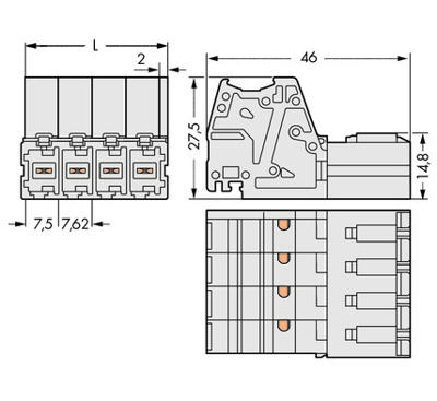 WAGO 831-3206 Female behuizing (kabel) 831 Totaal aantal polen 6 Rastermaat: 7.62 mm 24 stuk(s)