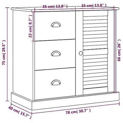 Dressoir met lades VIGO 78x40x75 cm massief grenenhout Dressoir met lades VIGO 78x40x75 cm massief grenenhout