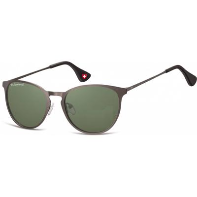 Zonnebril Montana met groen G15 gepolariseerd rond glas staalkleurig Zonnebril Montana met groen G15 gepolariseerd rond glas staalkleurig