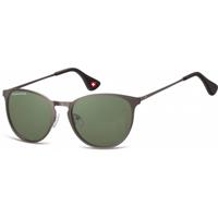Zonnebril Montana met groen G15 gepolariseerd rond glas staalkleurig - thumbnail