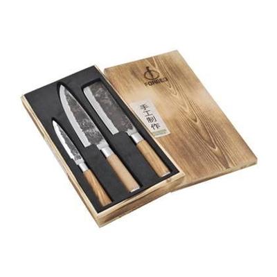 Olive Forged | 3-Delig: koksmes, hakbijl en universeel mes