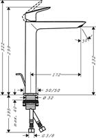 Hansgrohe Logis Fine wastafelmengkraan 240 trekwaste, mat zwart - thumbnail