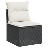 8-delige Loungeset met kussens poly rattan zwart - thumbnail