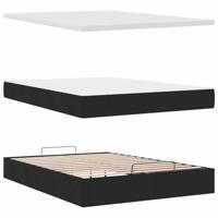 Ottoman bed met matras 140x190cm stof zwart - thumbnail
