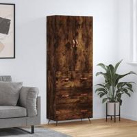 Hoge kast 69,5x34x180 cm bewerkt hout gerookt eikenkleurig - thumbnail