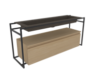 INK Kraft Wastafel Enkele Bak 2 Kraangaten - 1400x450x10 mm - Quartz Beton - thumbnail