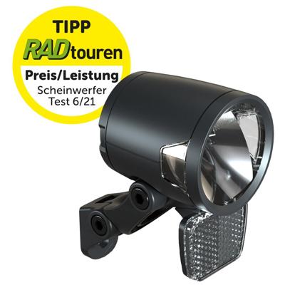 Koplamp Herrmans H-Black MR8 dynamo - aan/uit functie -met houder - 180 lumen