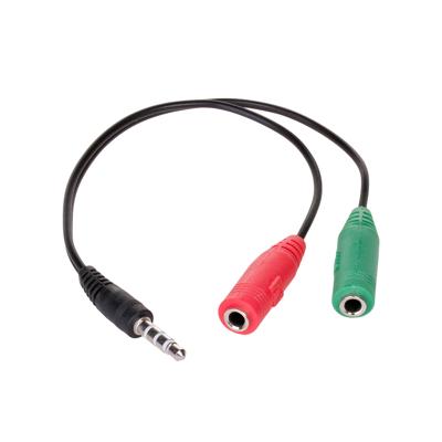 Akyga AK-AV-08 Audio Adapterkabel [1x Jackplug male 3,5 mm - 2x Jackplug female 3,5 mm] 15 cm Zwart