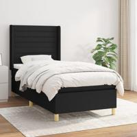 Boxspring met matras stof zwart 90x190 cm - thumbnail