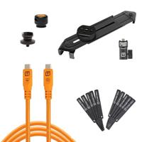 Tether Tools TetherPro Optima 10G Mobile Tethering Kit, 6&apos; (1.8m), straight orange, AeroTab Large ThreadMount - thumbnail