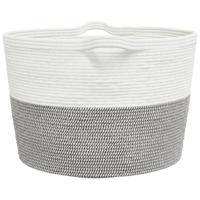 Wasmand 60x36 cm katoen grijs en wit - thumbnail