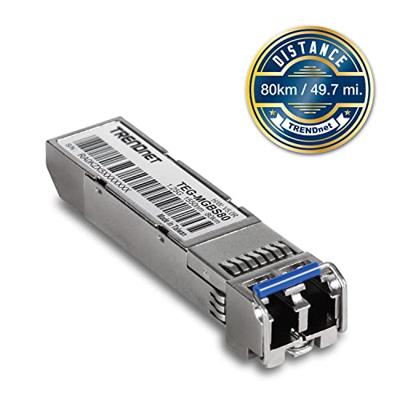 TRENDnet Mini-GBIC single-mode LC module, verbinding met een standaard mini-GBIC-sleuf, tot 80 km (49,7 mijl) TEG-MGBS80