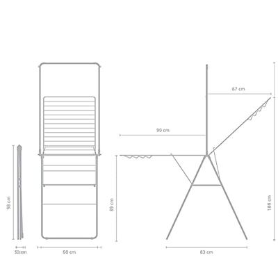 Brabantia hangon droogrek 25 meter met stang white - thumbnail