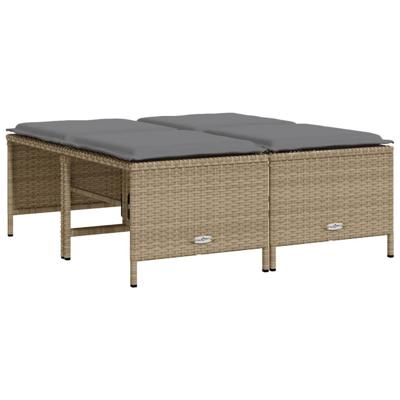 5-delige Loungeset met kussens poly rattan beige - thumbnail