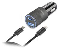 4smarts Rapid+ Autolader Met Lightning Kabel - Blauw / Zwart - thumbnail
