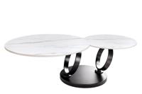 Design salontafel DANCING RINGS wit ronde draaibaar marmer keramiek zwart metaal - 46356 - thumbnail
