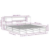 Bed met boekenkast zonder matras massief hout wit 200x200 cm - thumbnail