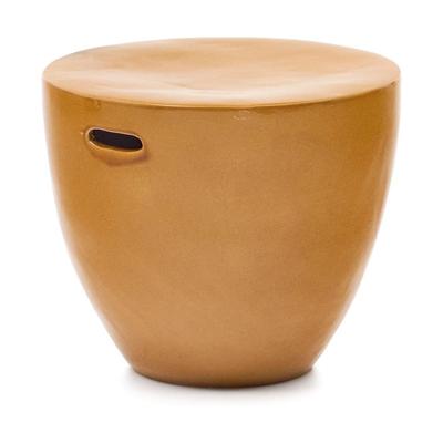 Kave Home Mesquida bijzettafel Ø45 cm keramiek Mosterd