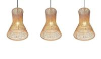 Trio 3-lichts hanglampBijou zwart met rotan - R31833026 - thumbnail