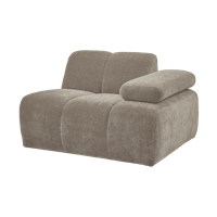 Woood Mojo 1-zits bank arm rechts ribstof Donkerzand - thumbnail