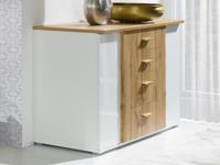 Commode WOLFPA 2 deuren 4 lades hoogglans wit/wotan eik - thumbnail