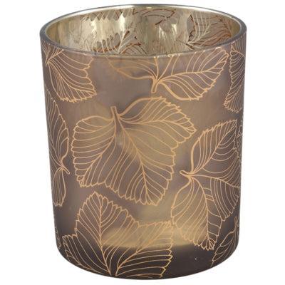 PTMD theelichthouder magali glas bruin 10 cm | 6 stuks