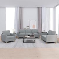 3-delige Loungeset met kussens stof lichtgrijs - thumbnail