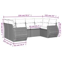 6-delige Loungeset met kussens poly rattan beige - thumbnail