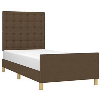 Bedframe met hoofdeinde stof donkerbruin 90x190 cm Bedframe met hoofdeinde stof donkerbruin 90x190 cm