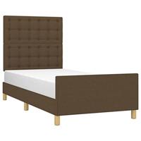 Bedframe met hoofdeinde stof donkerbruin 90x190 cm - thumbnail