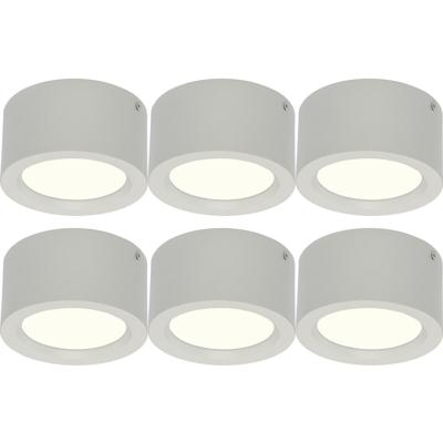 LED Downlight Set 6x - Rond Opbouw 10W - Natuurlijk Wit 4200K - Ø140mm