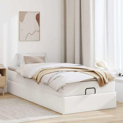 Ottoman bed met matras 100x200cm kunstleer wit