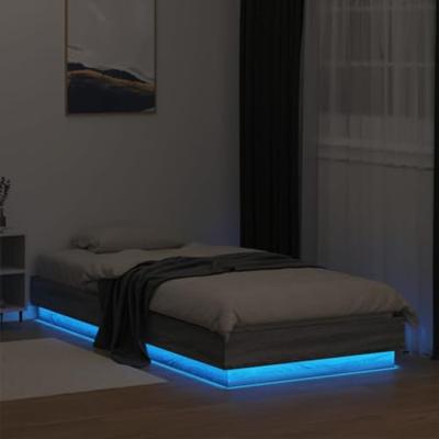 Bedframe met LED-verlichting grijs sonoma eikenkleur 90x200 cm Bedframe met LED-verlichting grijs sonoma eikenkleur 90x200 cm