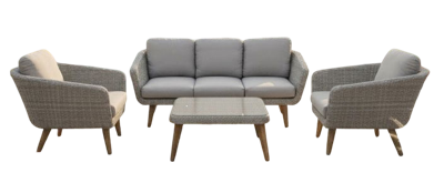 Mire lounge set light grey alu/wicker natural/acacia teak look Eurofar - Eurofar