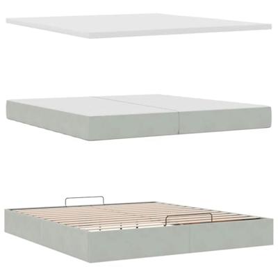 Ottoman bed met matras 200x200 cm fluweel lichtgrijs