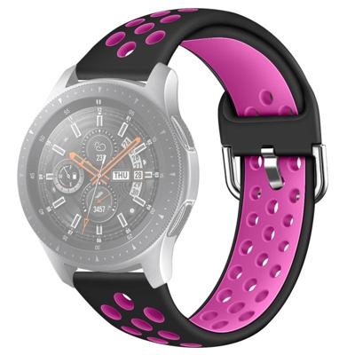 Voor Galaxy Watch 46/S3/Huawei horloge GT 1/2 22mm slimme horloge siliconen dubbele kleur polsband horlogeband maat: L (Black Rose Purple)